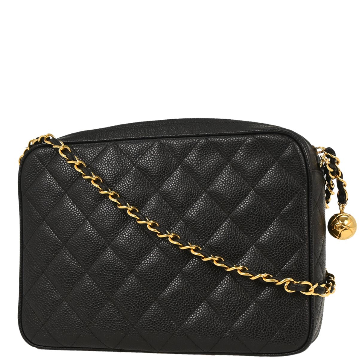 Chanel 1991-1994 Black Caviar Camera Bag Small
