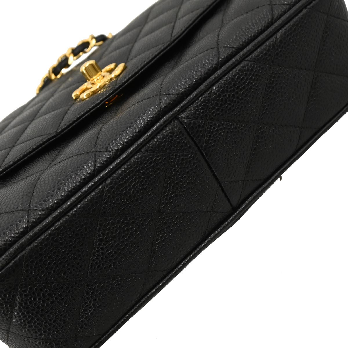 Chanel 1991-1994 Black Caviar Camera Bag Small