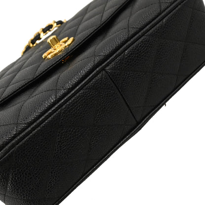 Chanel 1991-1994 Black Caviar Camera Bag Small