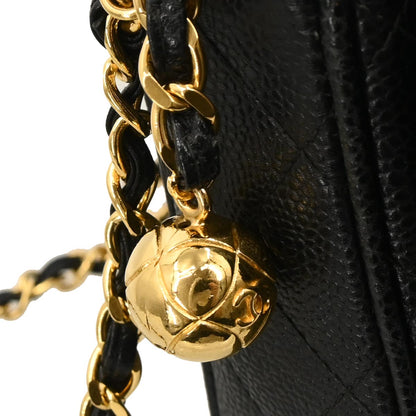 Chanel 1991-1994 Black Caviar Camera Bag Small