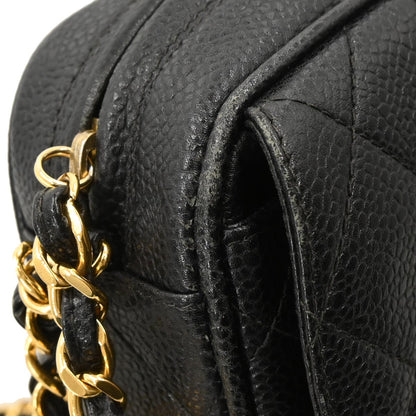 Chanel 1991-1994 Black Caviar Camera Bag Small