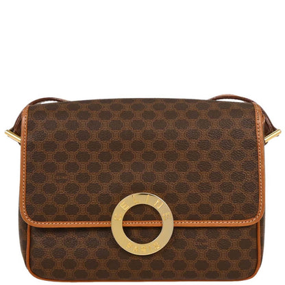 Celine Brown PVC Macadam Shoulder Bag