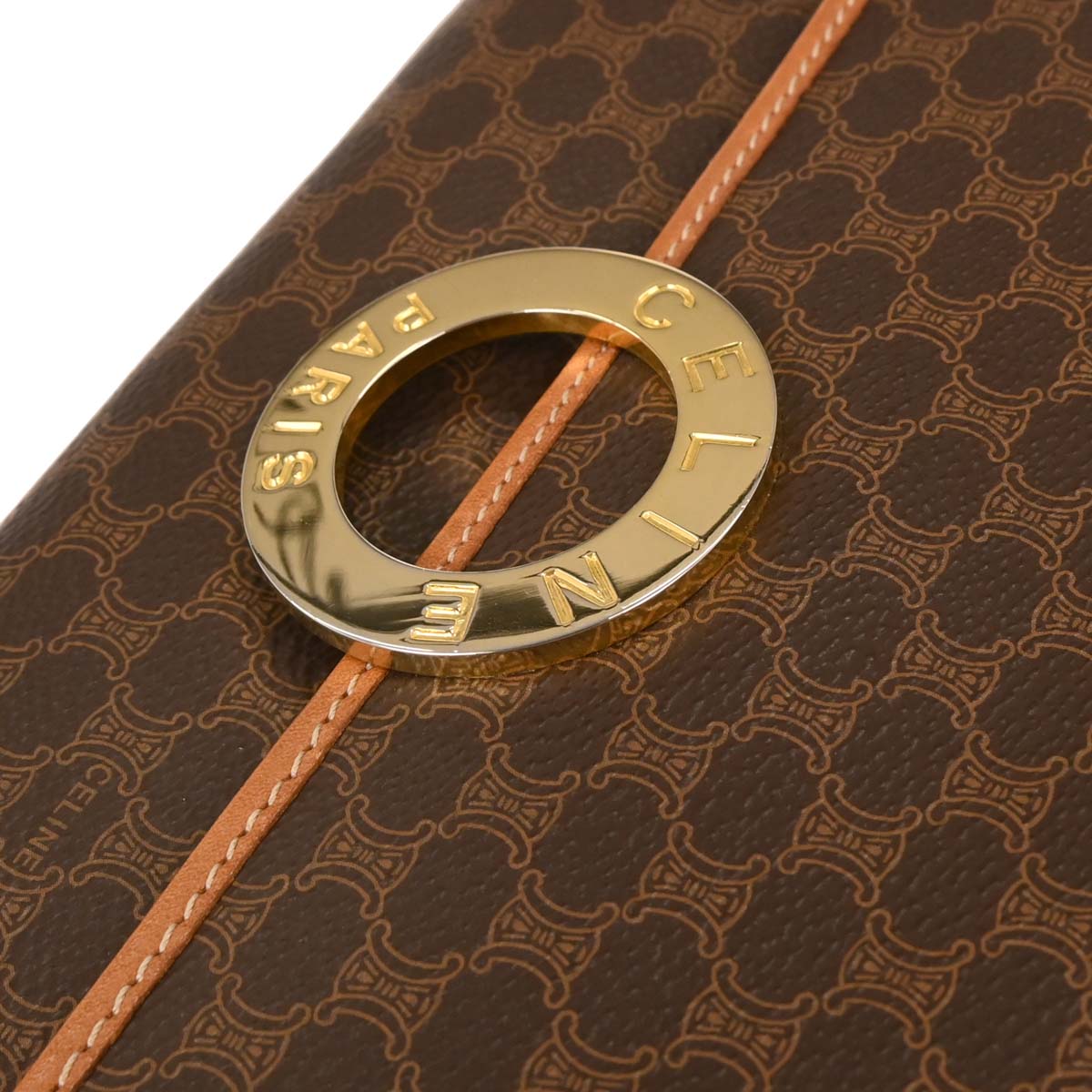 Celine Brown PVC Macadam Shoulder Bag