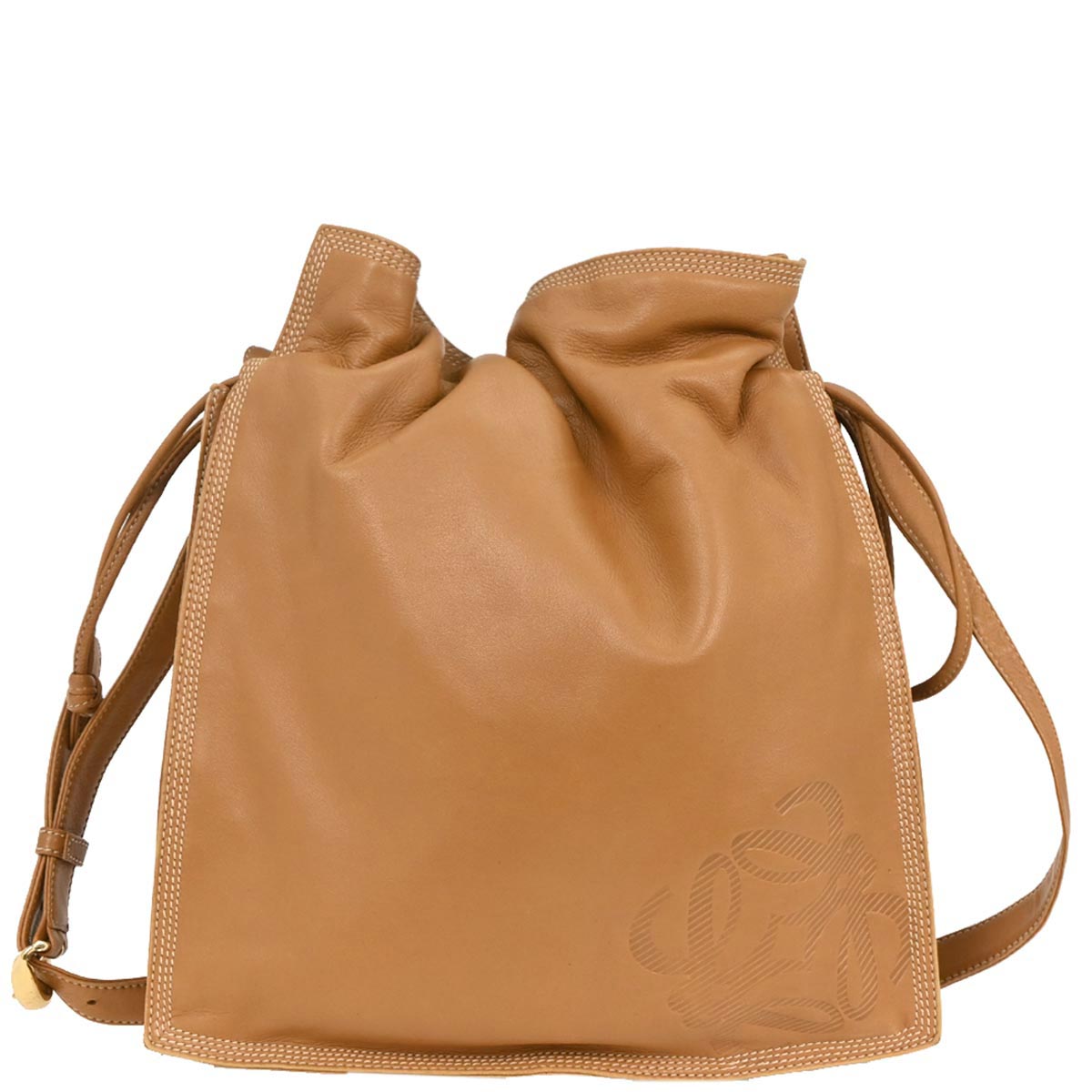 Loewe Brown Lambskin Drawstring Shoulder Bag