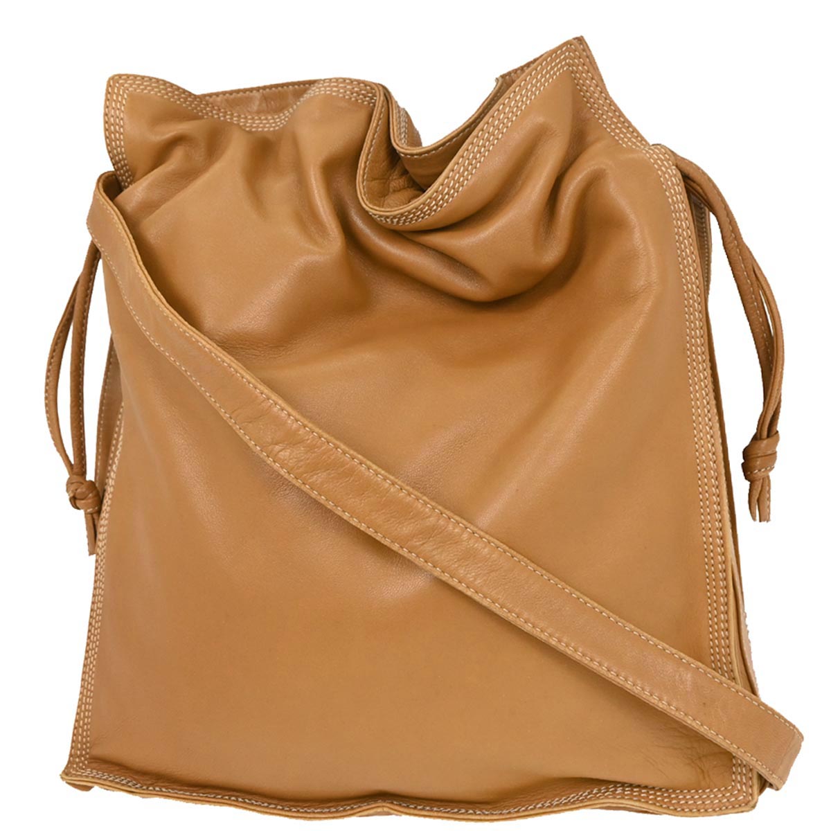 Loewe Brown Lambskin Drawstring Shoulder Bag