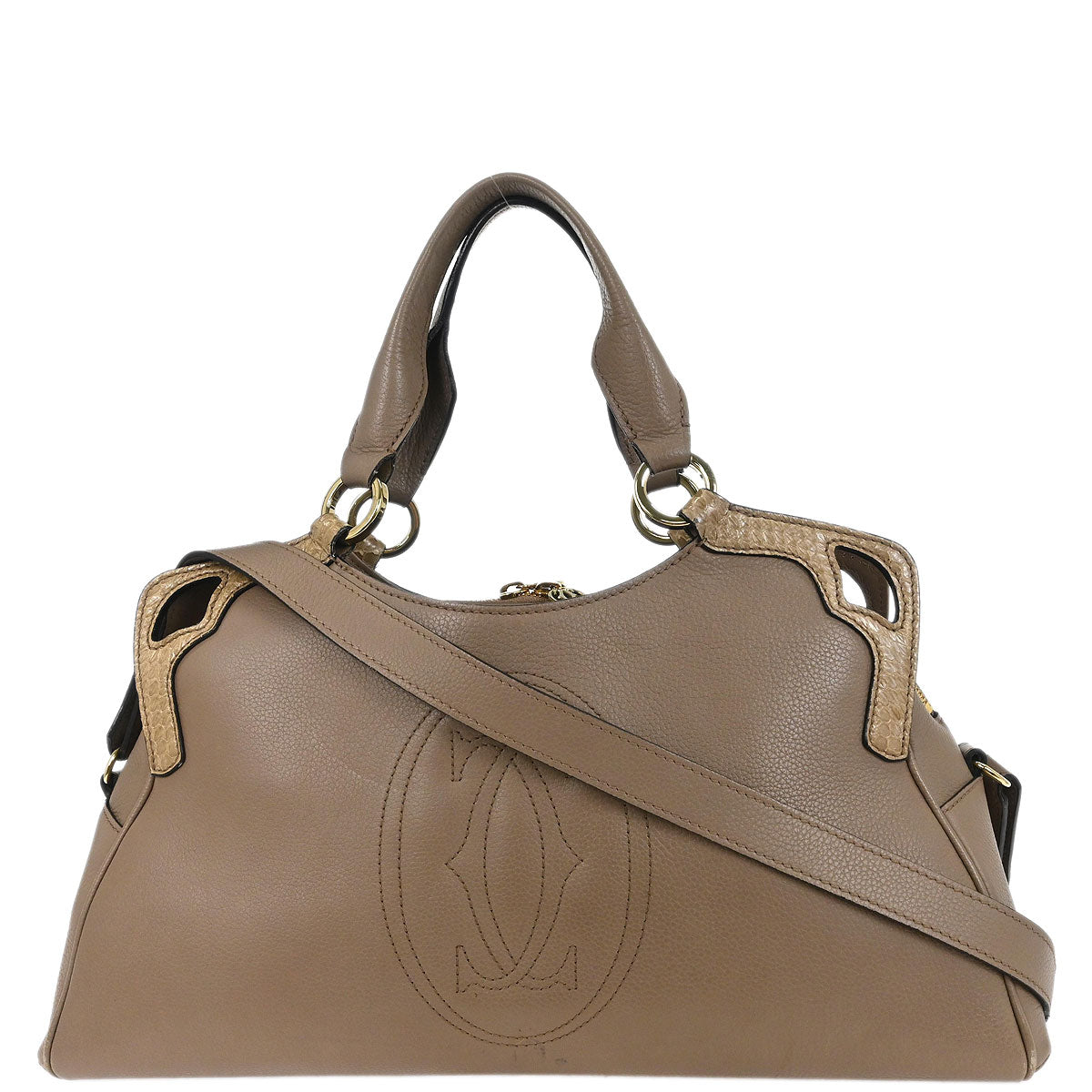 Cartier * Beige Python Marcello 2way Shoulder Handbag