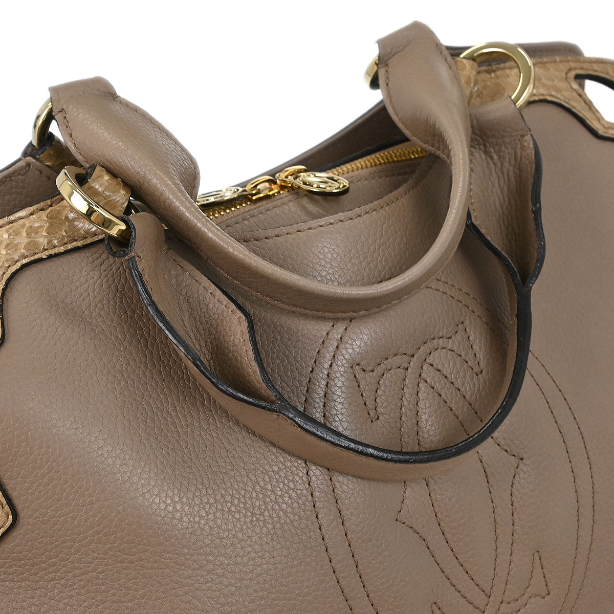 Cartier * Beige Python Marcello 2way Shoulder Handbag