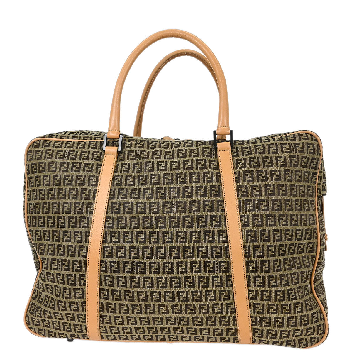 Fendi Beige Brown Zucchino Travel Handbag