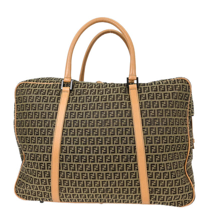 Fendi Beige Brown Zucchino Travel Handbag