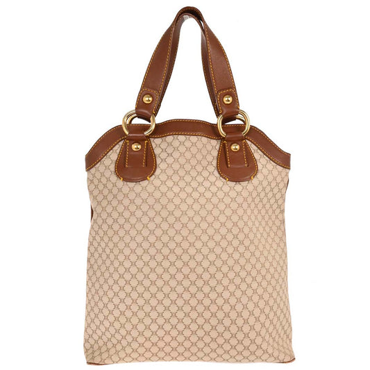 Celine * White Canvas Macadam Tote Handbag