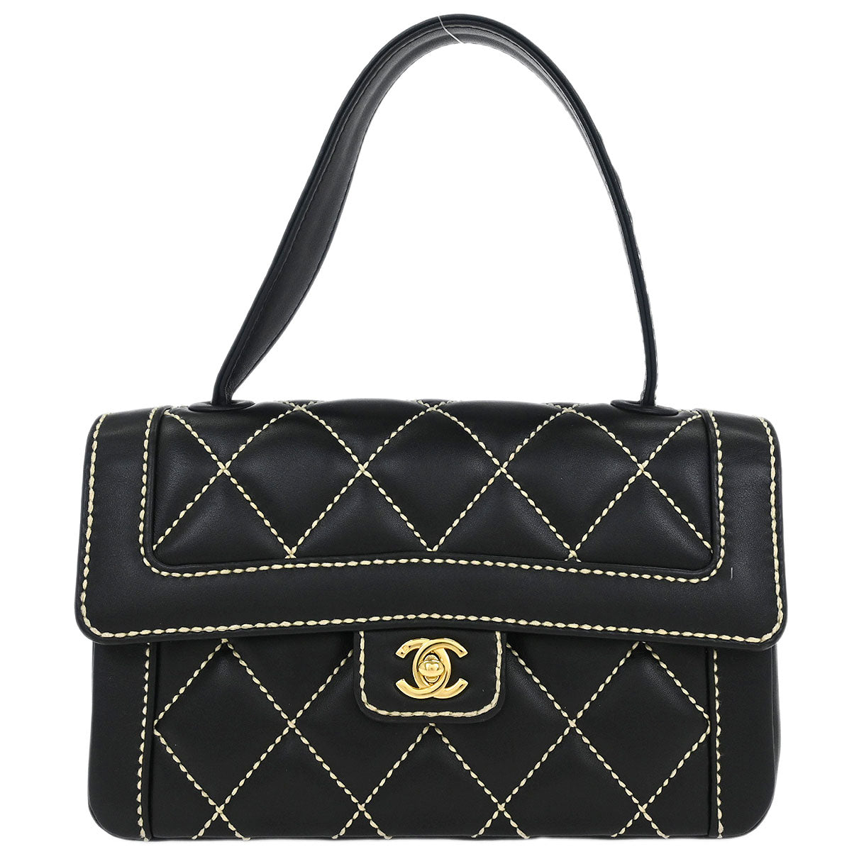 Chanel 2005-2006 Black Calfskin Wild Stitch Handbag