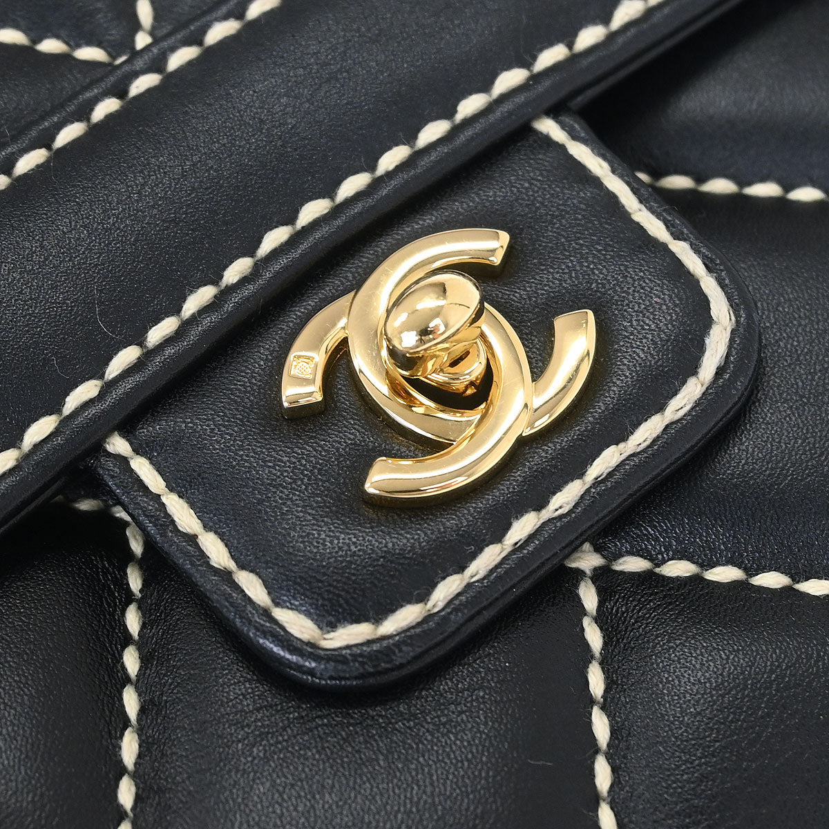 Chanel 2005-2006 Black Calfskin Wild Stitch Handbag