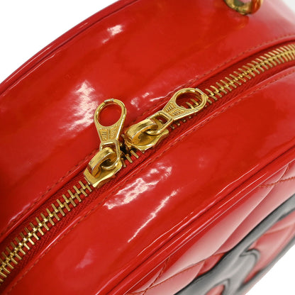 Chanel 1994-1996 Red Patent Round Vanity Handbag