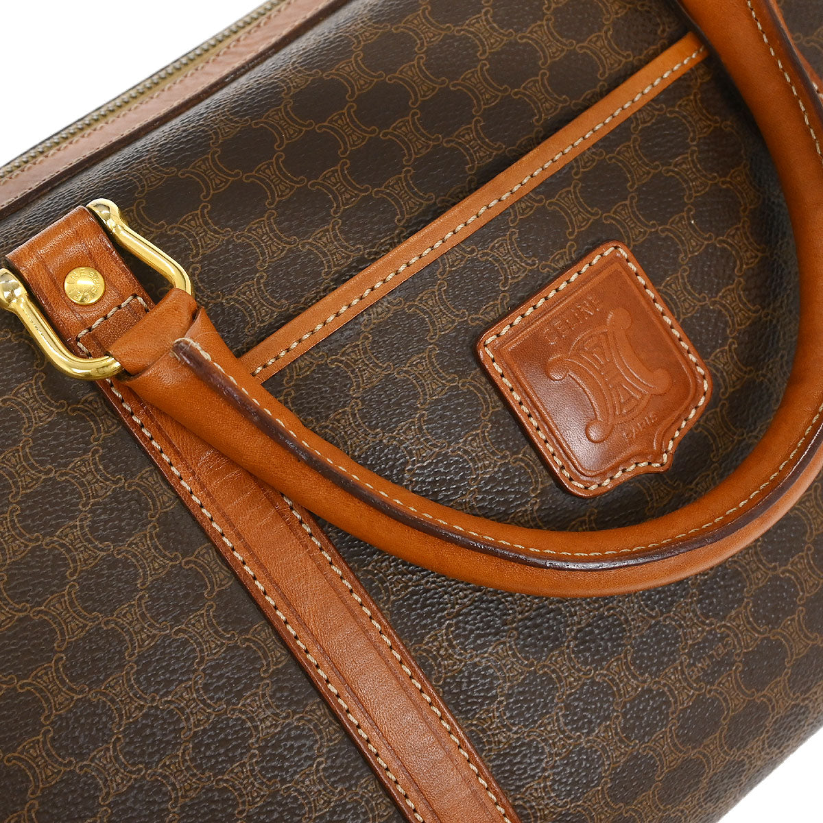 Celine Brown Macadam Duffle Handbag