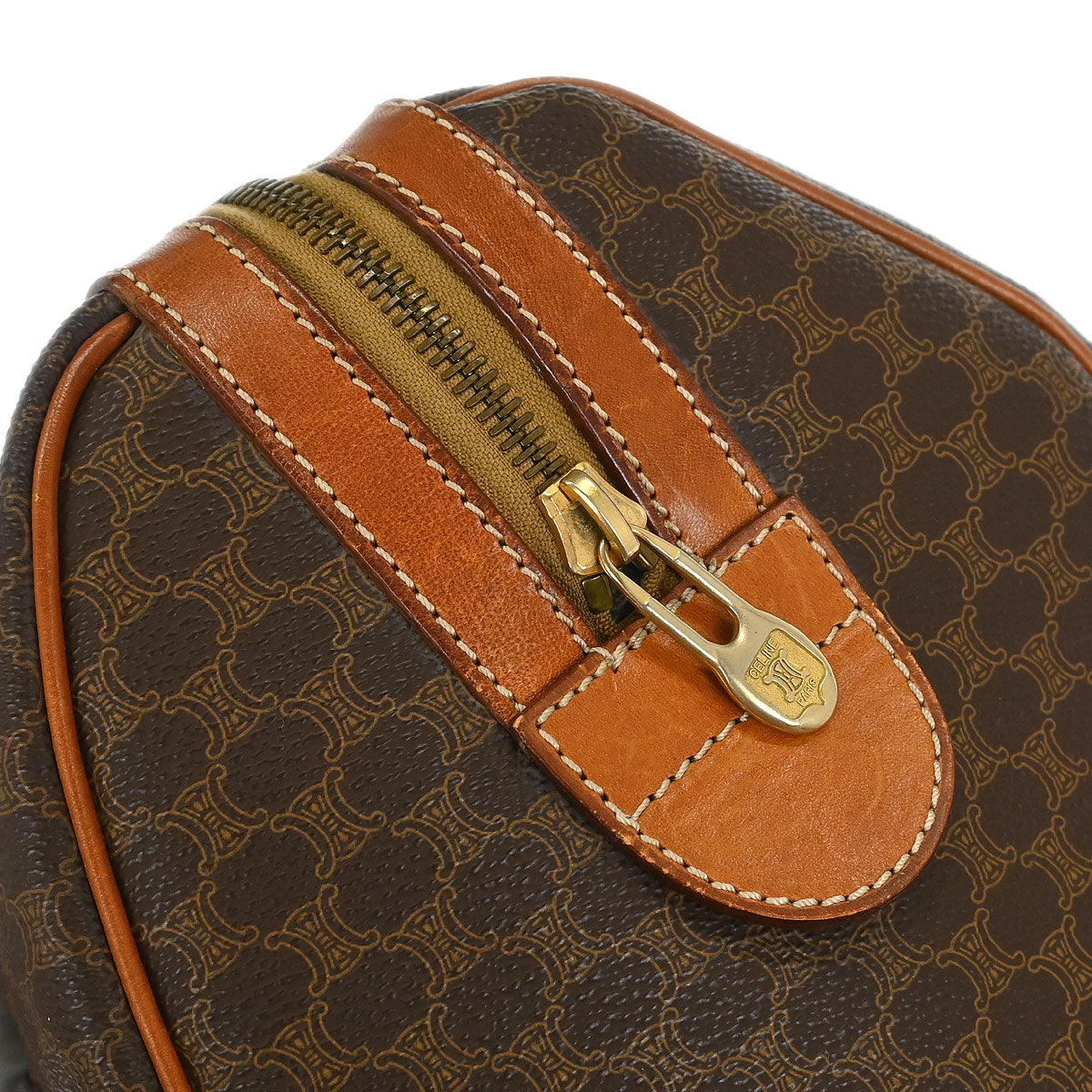 Celine Brown Macadam Duffle Handbag