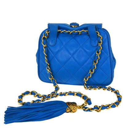 Chanel 1989-1991 Blue Lambskin Fringe Bum Bag