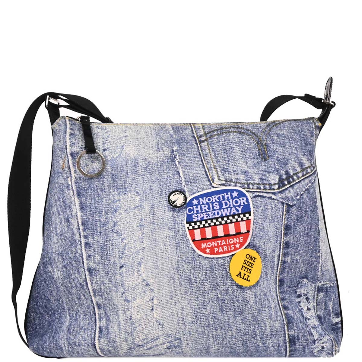 Christian Dior Blue Canvas Denim Print Shoulder Bag