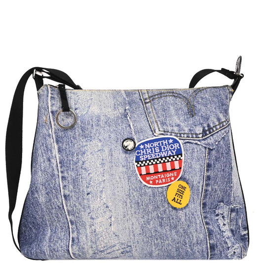 Christian Dior Blue Canvas Denim Print Shoulder Bag