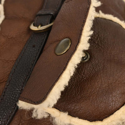 Fendi Brown Leather Zucchino Shearling Bag Handbag