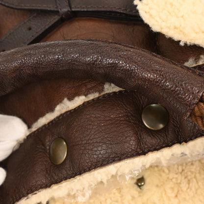 Fendi Brown Leather Zucchino Shearling Bag Handbag