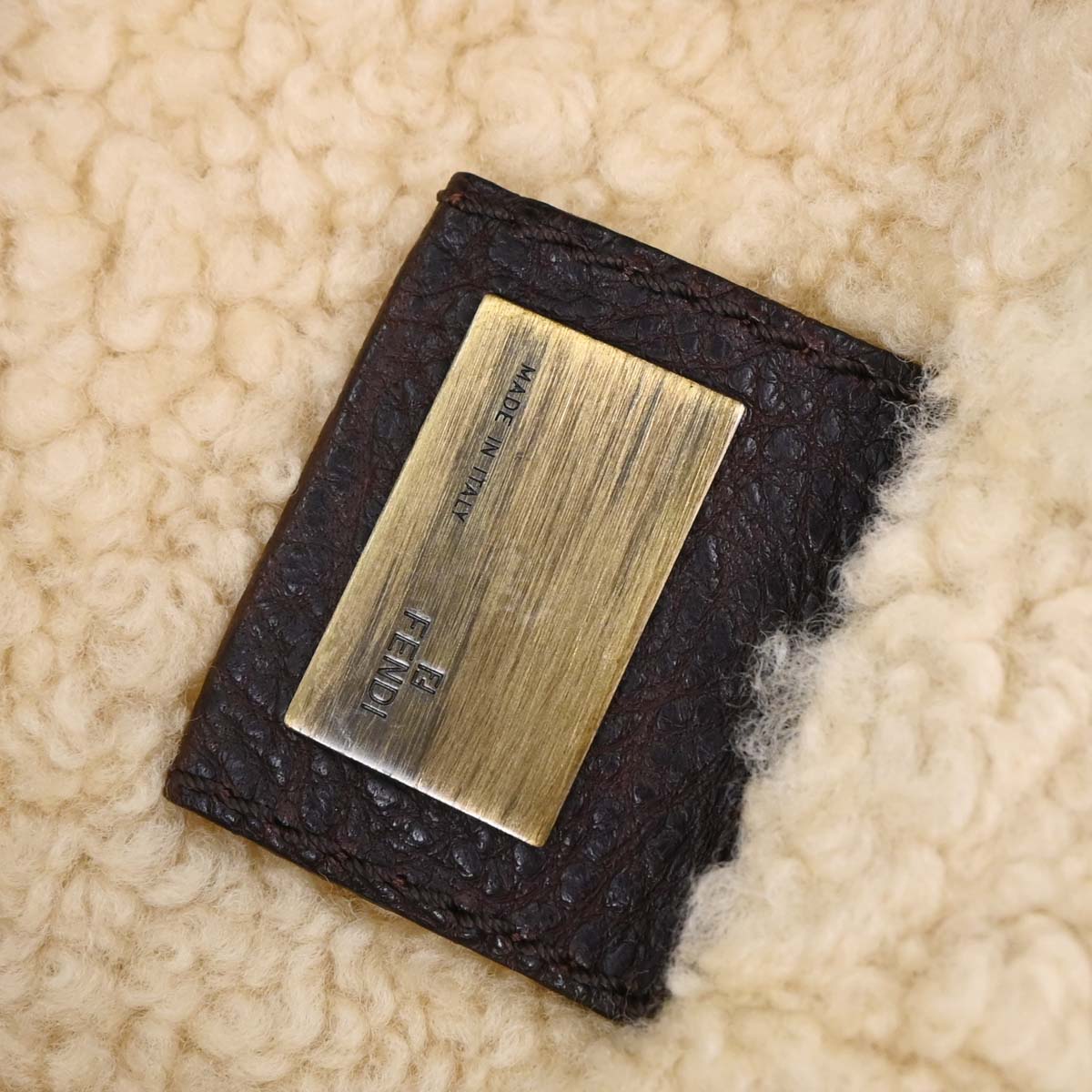 Fendi Brown Leather Zucchino Shearling Bag Handbag