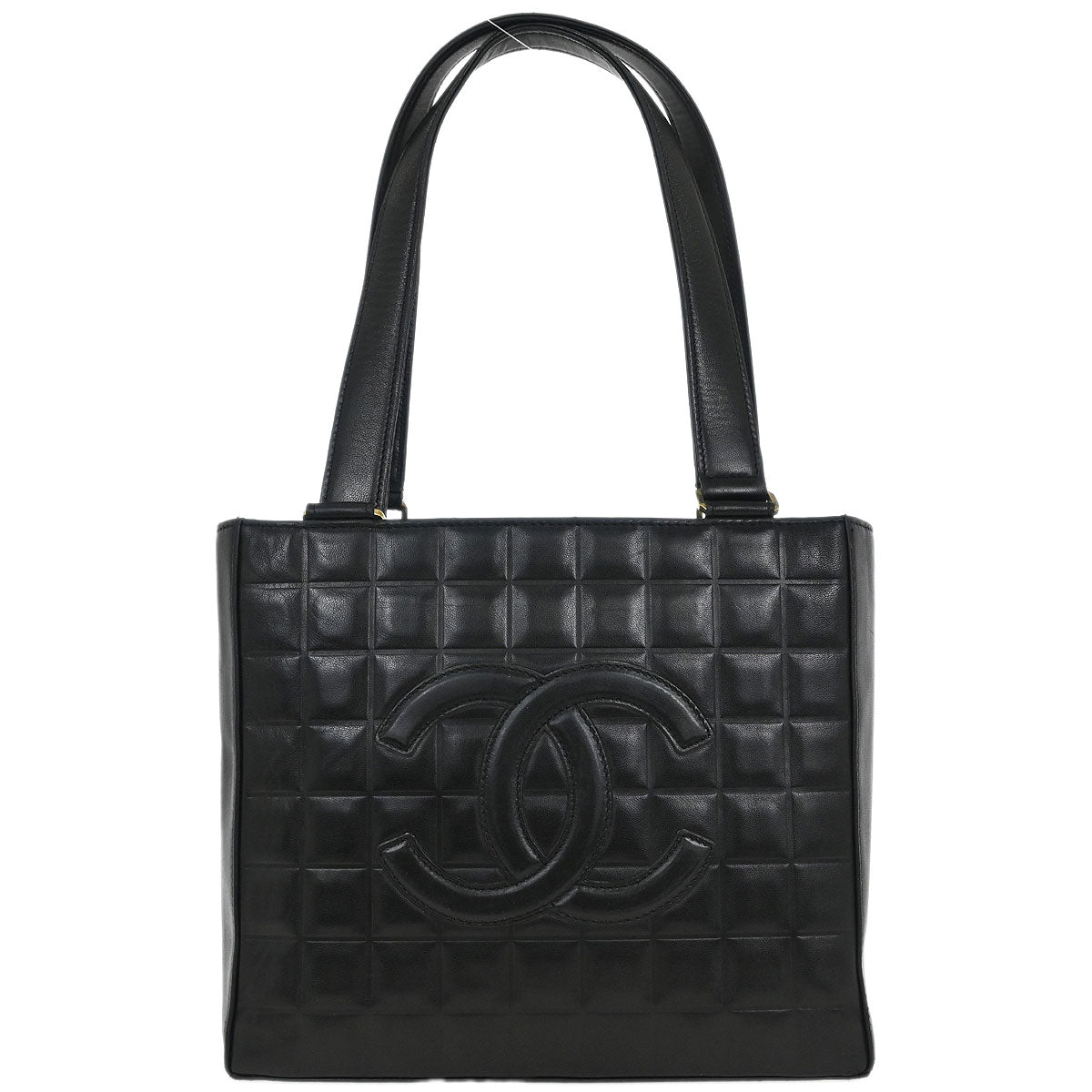 Chanel 2002-2003 Black Lambskin Choco Bar Tote Bag
