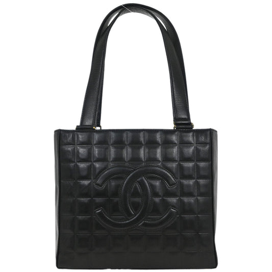 Chanel 2002-2003 Black Lambskin Choco Bar Tote Bag