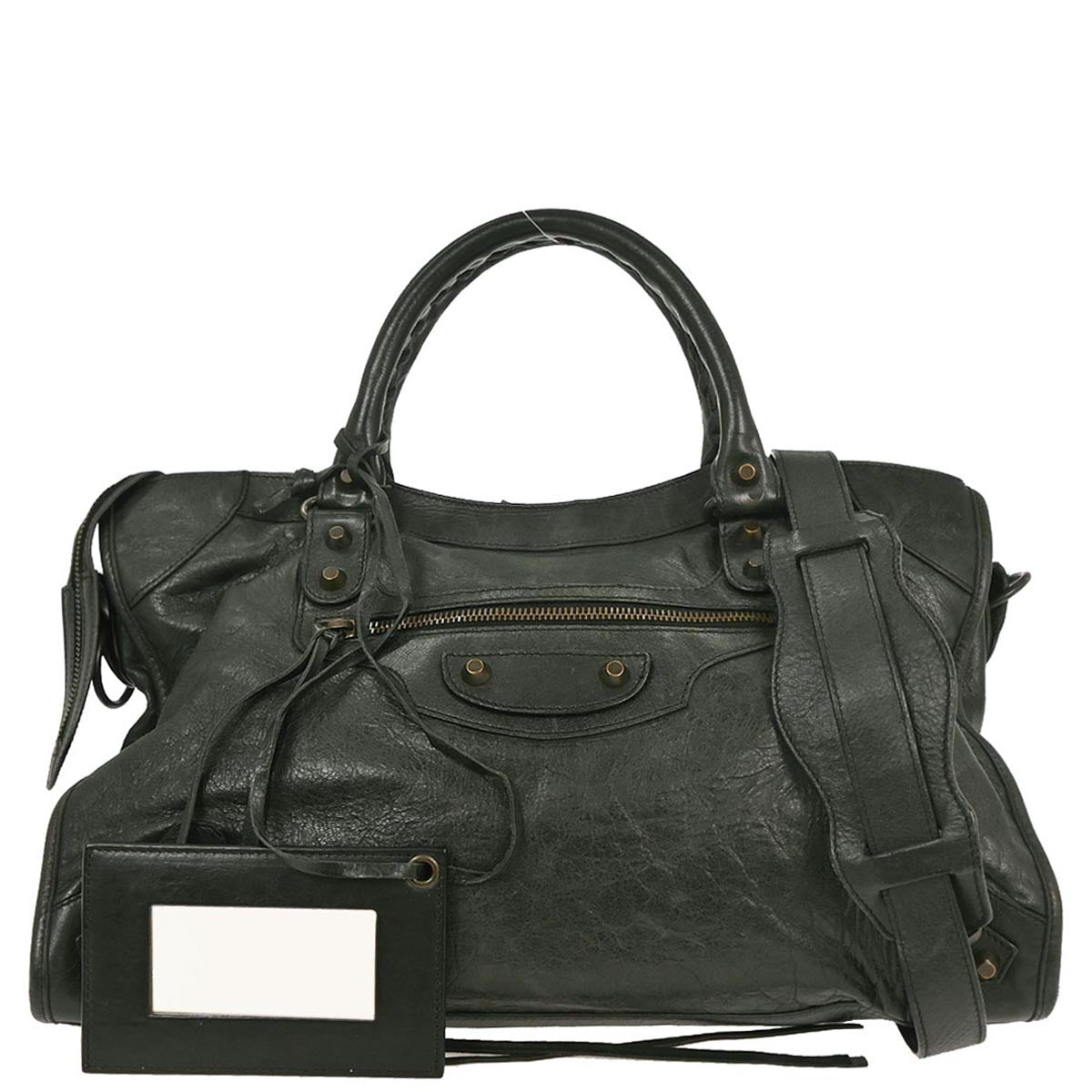 Balenciaga Dark Green Calfskin City Medium Handbag