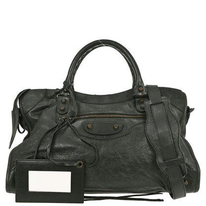 Balenciaga Dark Green Calfskin City Medium Handbag