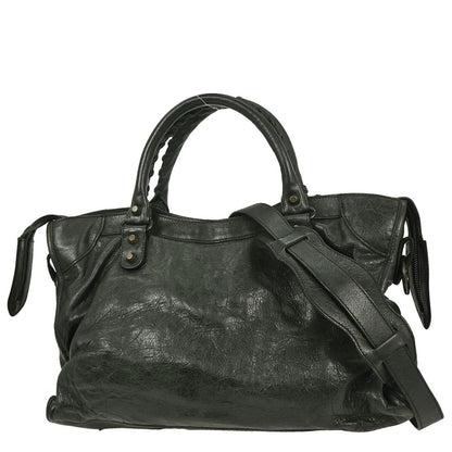 Balenciaga Dark Green Calfskin City Medium Handbag