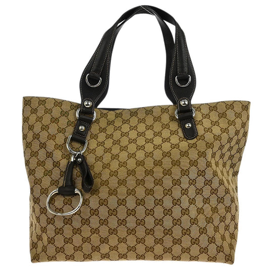 Gucci Beige Canvas Horsebit GG Tote Handbag