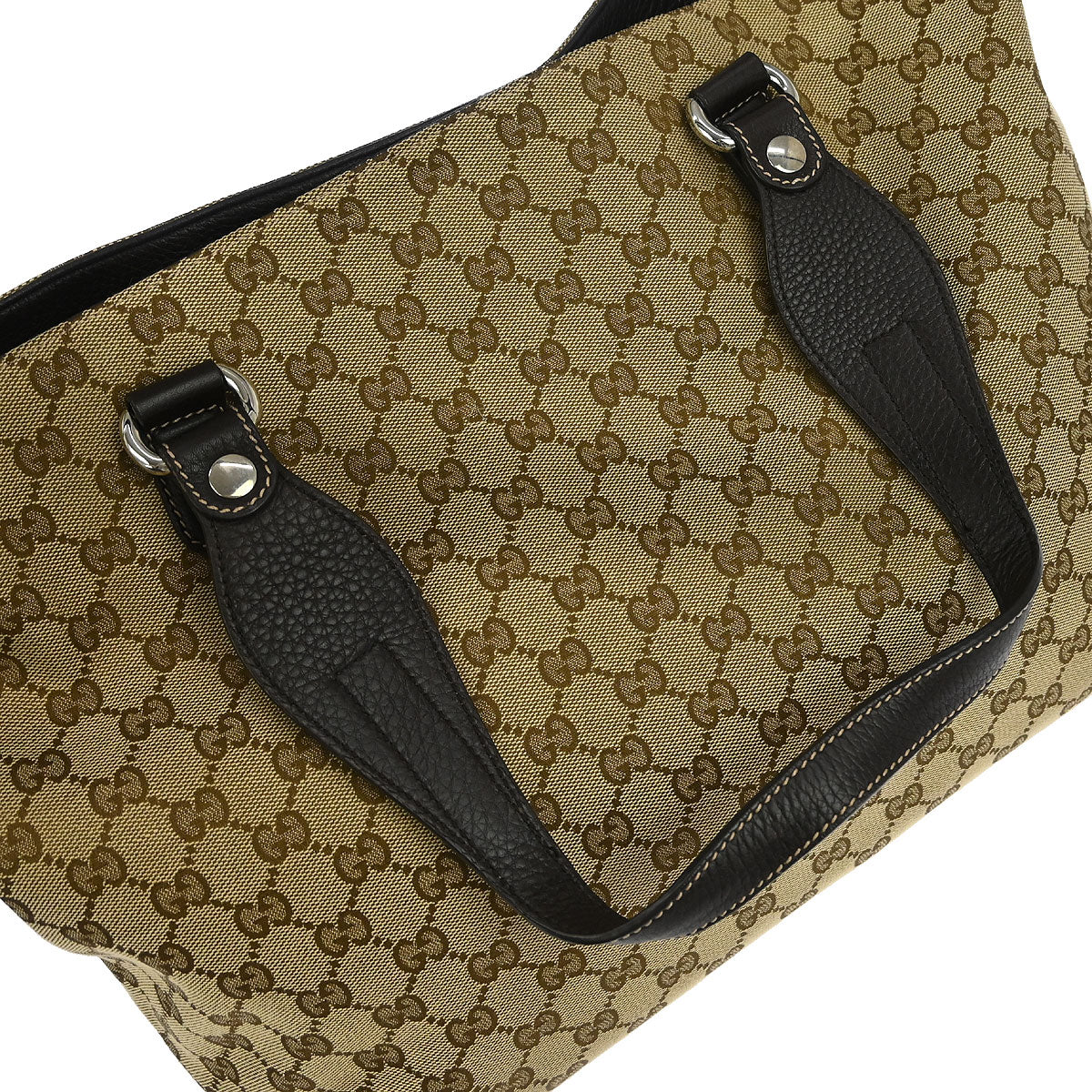 Gucci Beige Canvas Horsebit GG Tote Handbag
