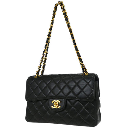 Chanel 1996-1997 Black Lambskin Double Sided Flap Shoulder Bag