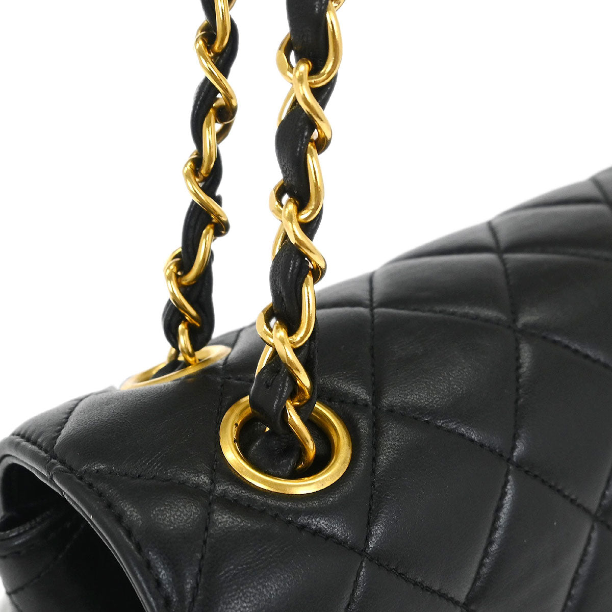 Chanel 1996-1997 Black Lambskin Double Sided Flap Shoulder Bag