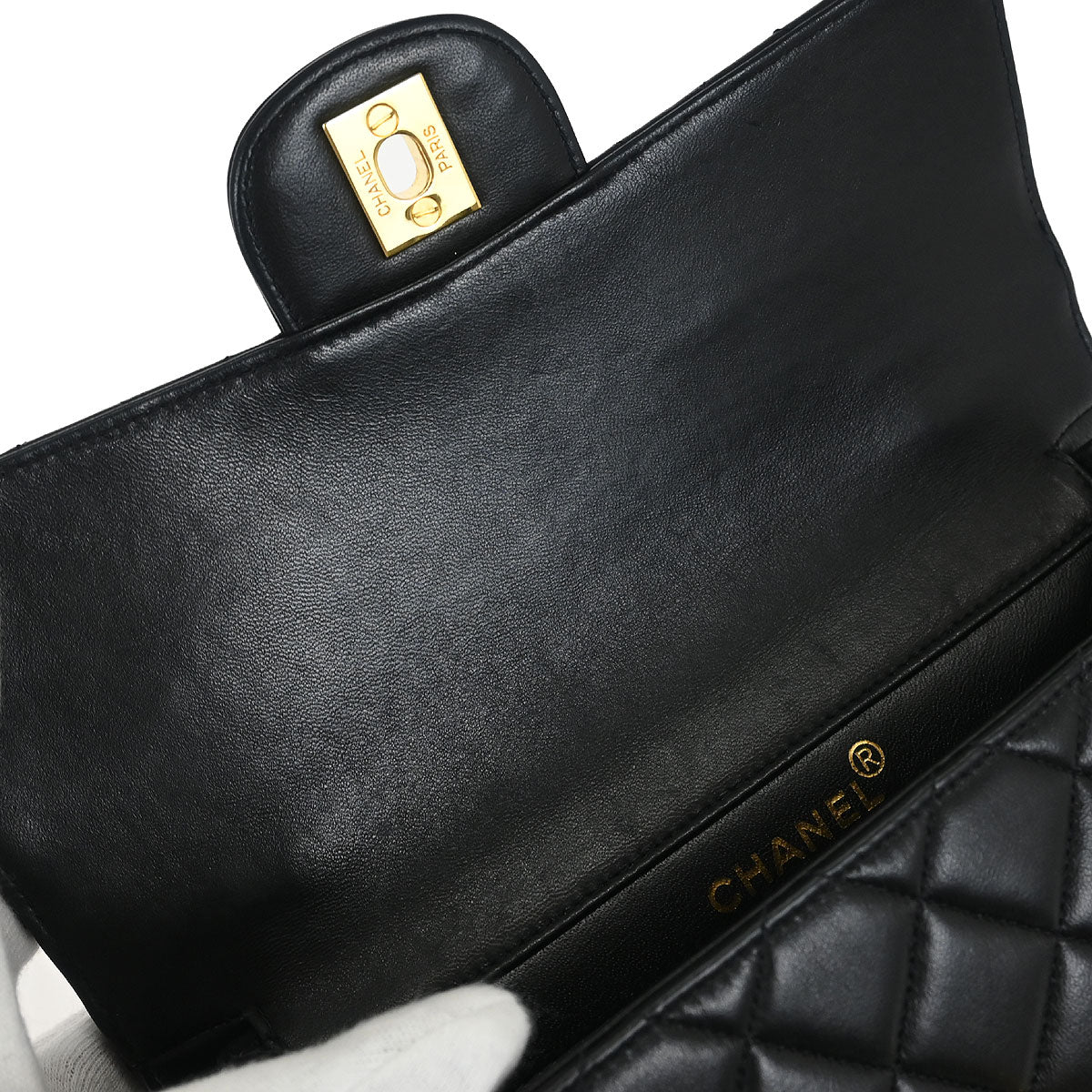 Chanel 1996-1997 Black Lambskin Double Sided Flap Shoulder Bag