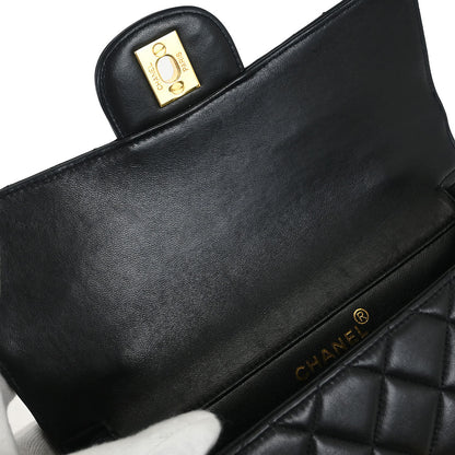 Chanel 1996-1997 Black Lambskin Double Sided Flap Shoulder Bag