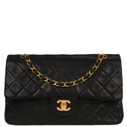 Chanel 1994-1996 Black Lambskin Medium Classic Double Flap Shoulder Bag