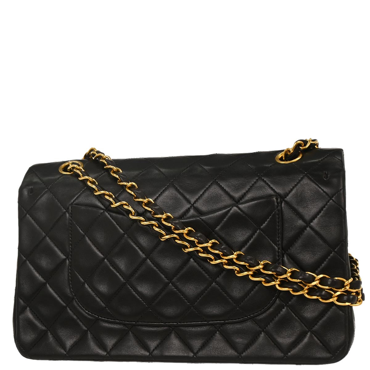 Chanel 1994-1996 Black Lambskin Medium Classic Double Flap Shoulder Bag