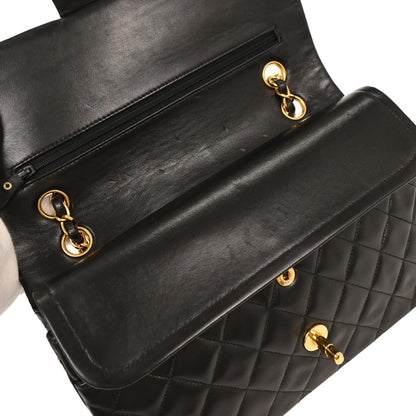 Chanel 1994-1996 Black Lambskin Medium Classic Double Flap Shoulder Bag