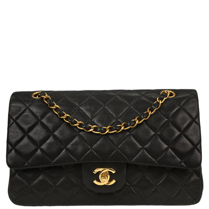 Chanel 1994-1996 Black Lambskin Medium Classic Double Flap Shoulder Bag