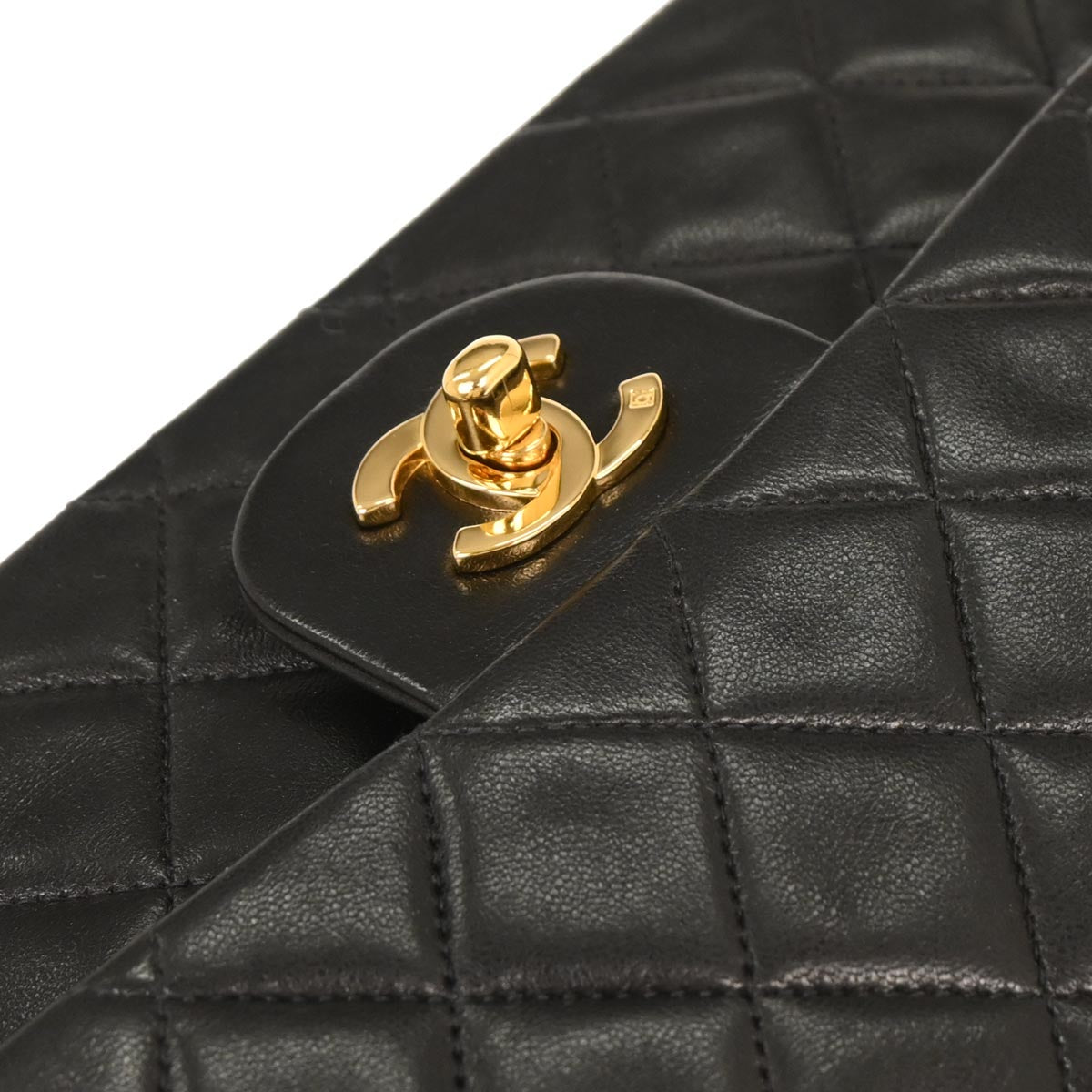 Chanel 1994-1996 Black Lambskin Medium Classic Double Flap Shoulder Bag