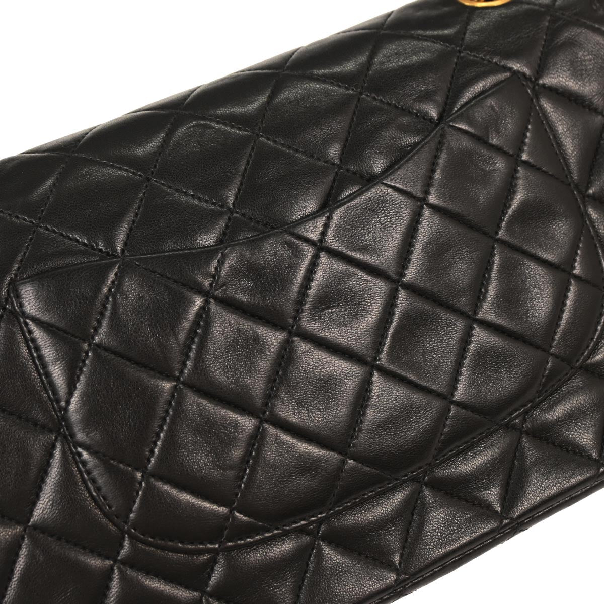 Chanel 1994-1996 Black Lambskin Medium Classic Double Flap Shoulder Bag