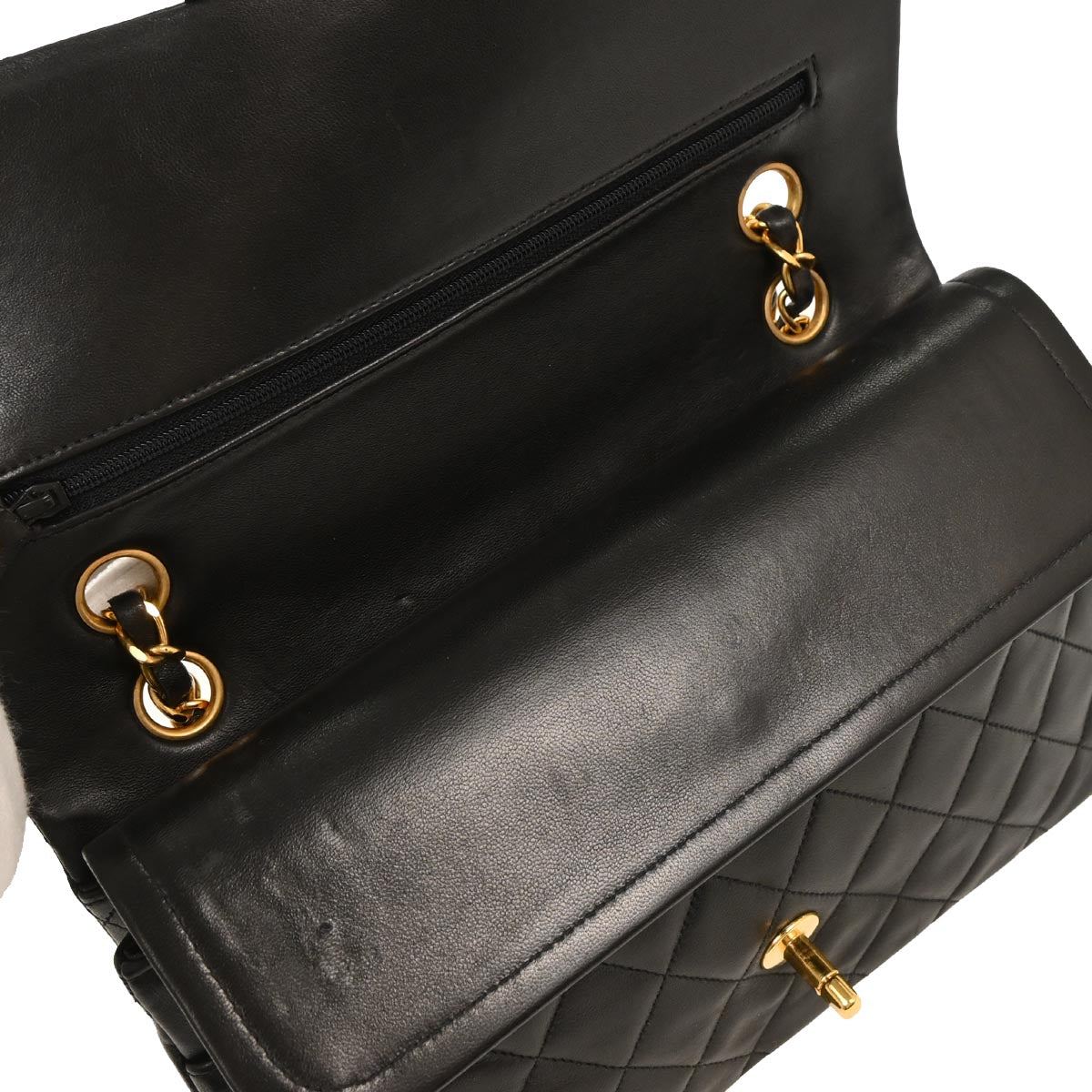 Chanel 1994-1996 Black Lambskin Medium Classic Double Flap Shoulder Bag