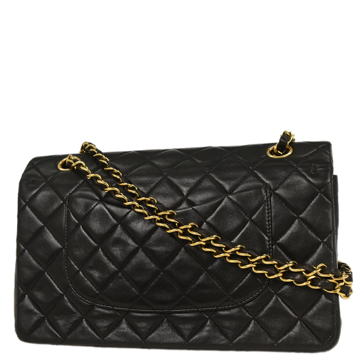 Chanel 1994-1996 Black Lambskin Medium Classic Double Flap Shoulder Bag