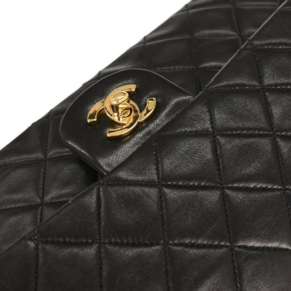 Chanel 1994-1996 Black Lambskin Medium Classic Double Flap Shoulder Bag