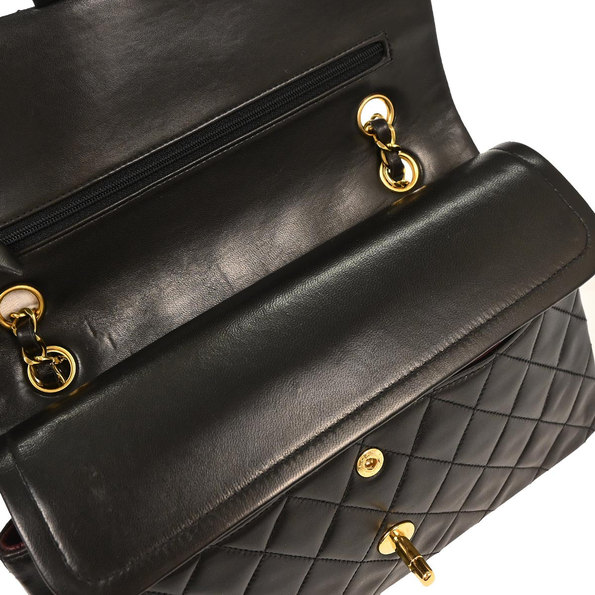 Chanel 1994-1996 Black Lambskin Medium Classic Double Flap Shoulder Bag