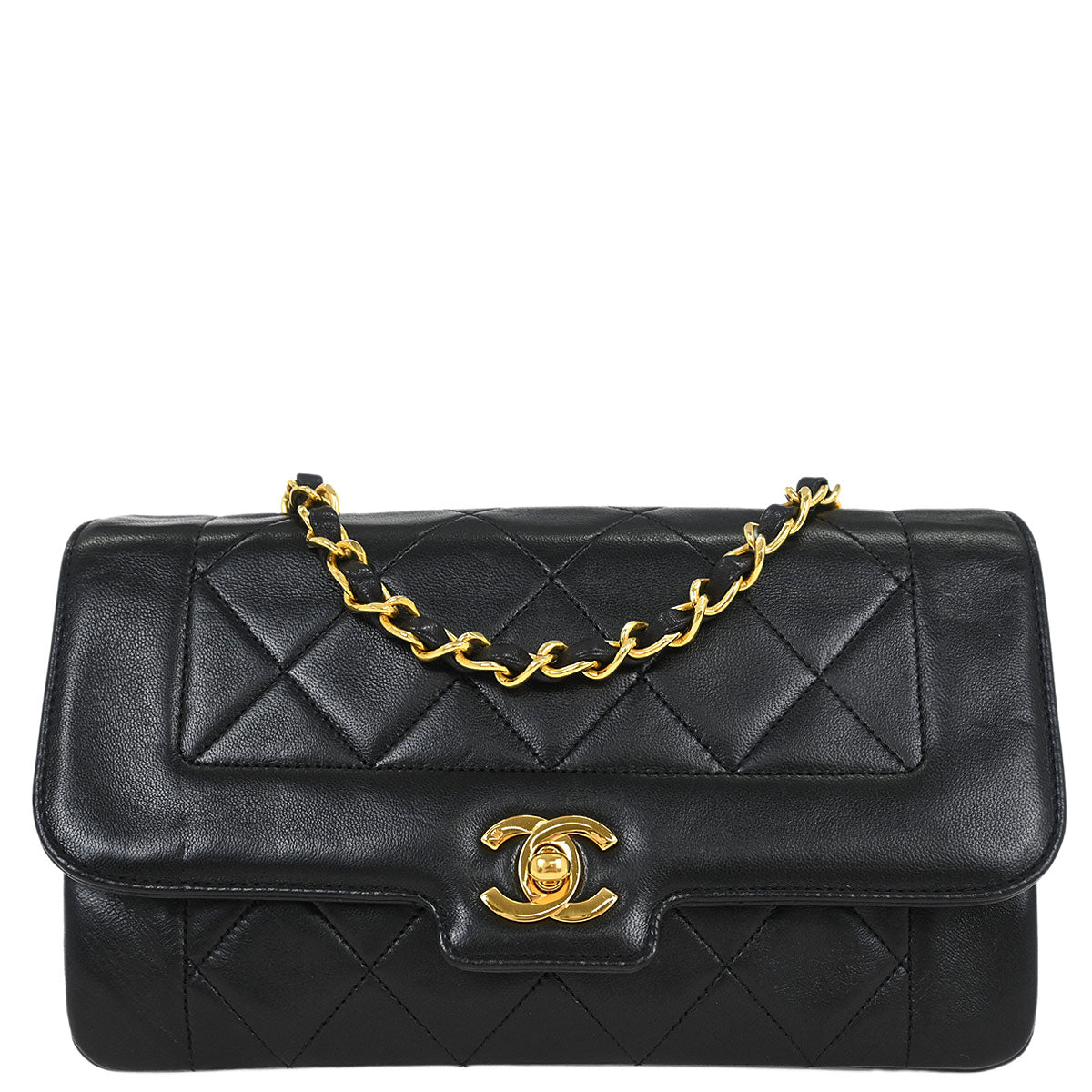 Chanel 1989-1991 Black Lambskin Shoulder Bag