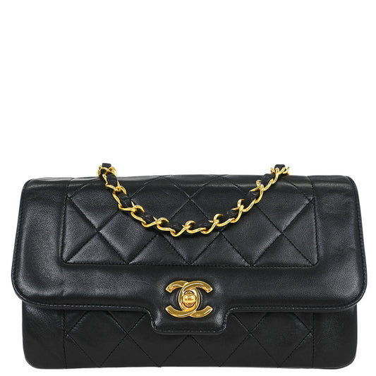 Chanel 1989-1991 Black Lambskin Shoulder Bag