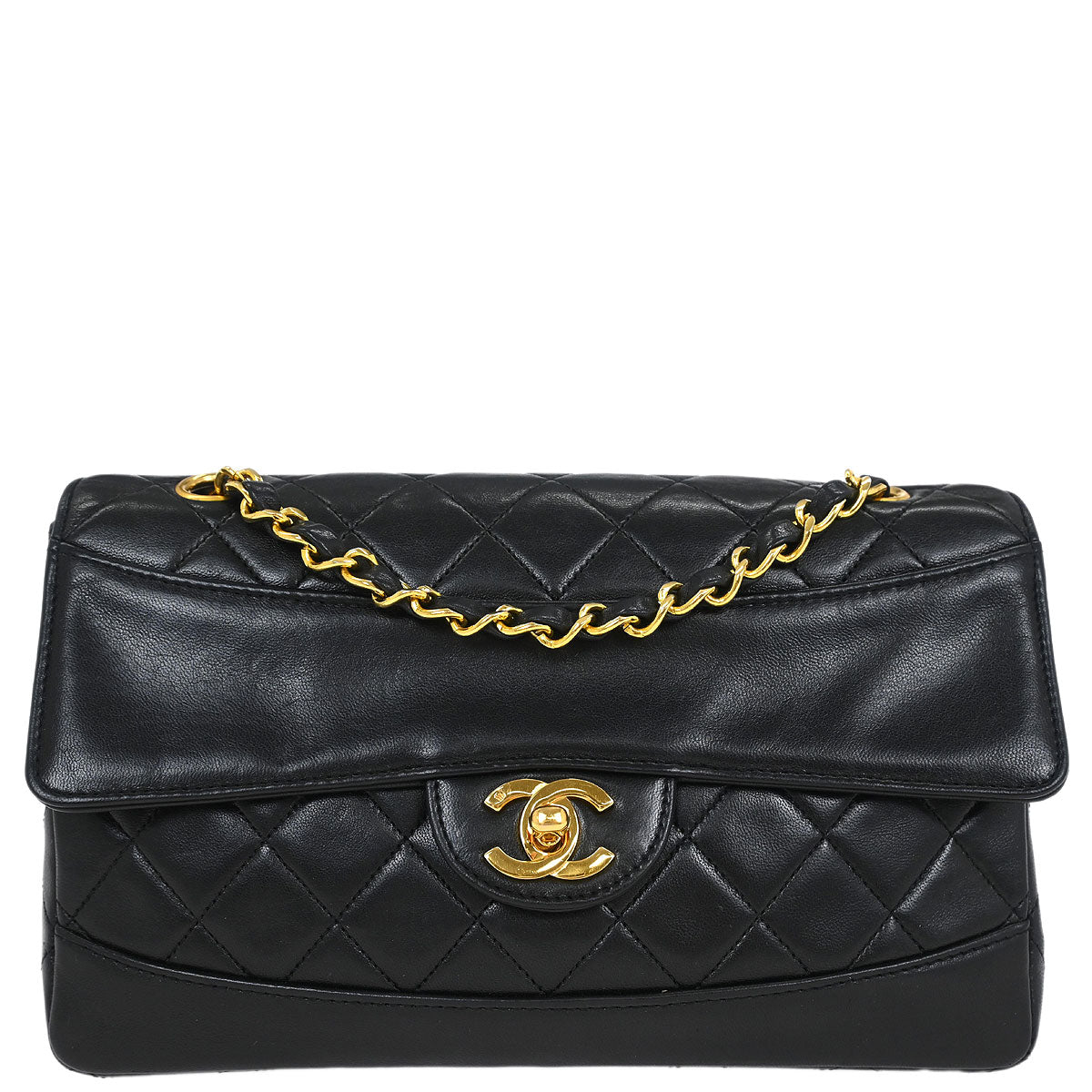 Chanel 1989-1991 Black Lambskin Shoulder Bag