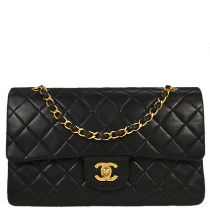 Chanel 1996-1997 Black Lambskin Medium Classic Double Flap Shoulder Bag